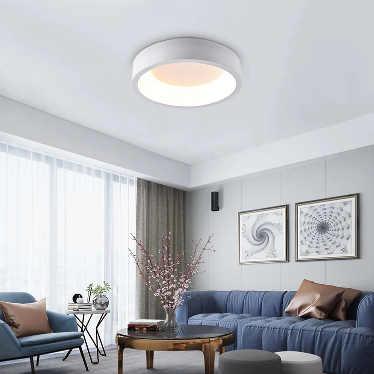 
Living Room Sandy Grey Ceiling Lamp Remote Control Black White Round Led Ceiling Light with CE ROHS 