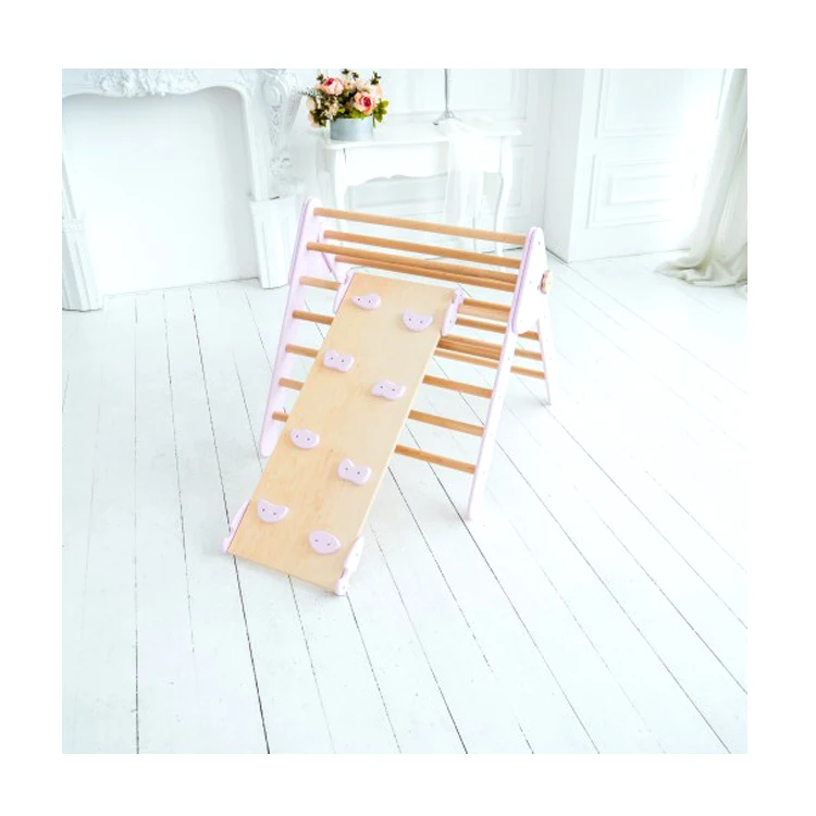 Solid Beech Triangle Climbing Frame Montissory Toddler Wooden Triangle Climbing Wood For Kids