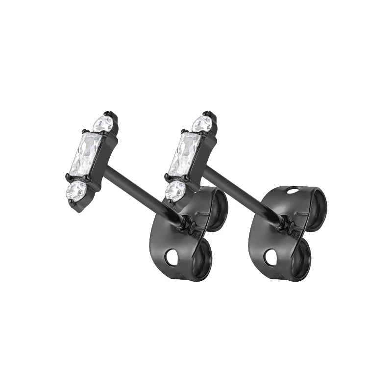 G23 ASTM F136 Titanium pair prong setting square spherical zirconia dingus clip on ear studs body piercing jewelry earrings