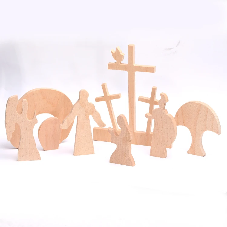 Easter Wooden Cross Scene Ornament Fashion wooden crafts