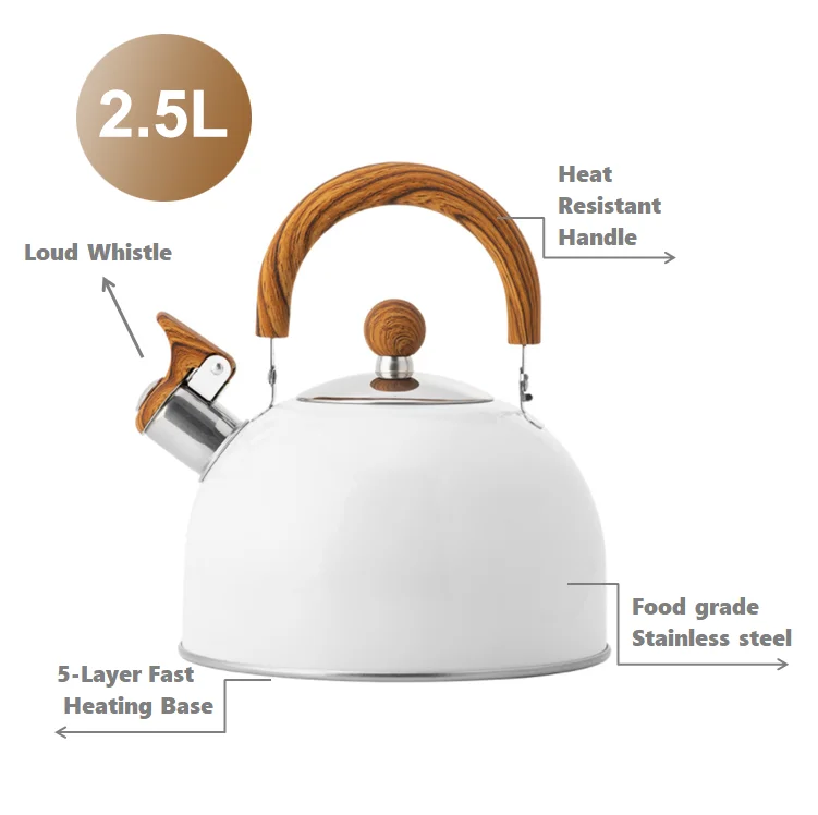 Minimalist Bollitore Kettle With Whistle Tea Kettle Stove Top Stainless Steel Whistling Kettle With Plastic Handle