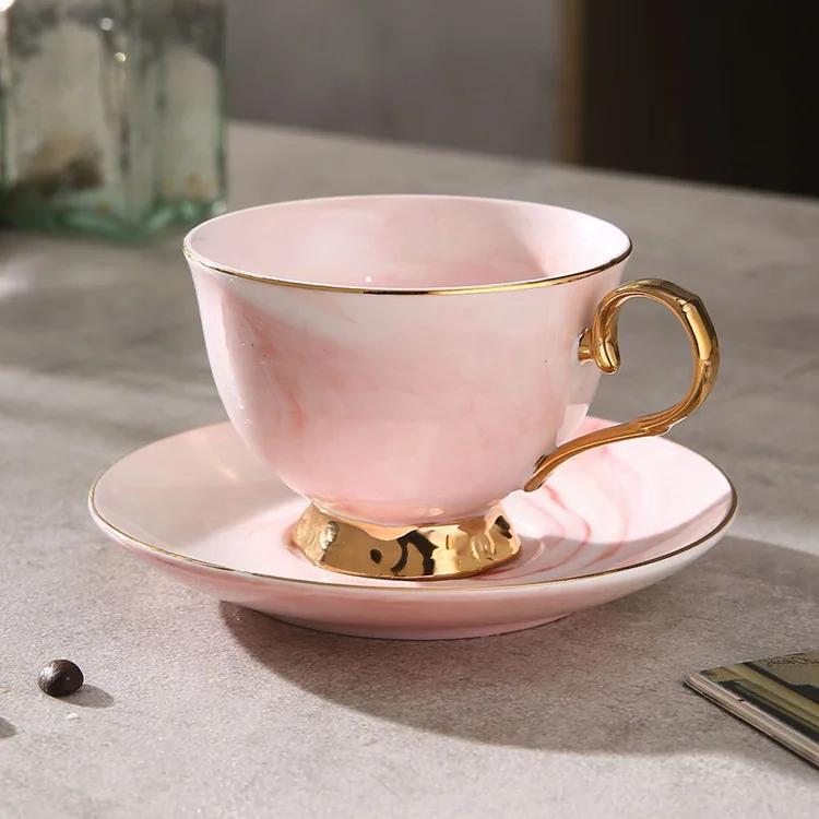 
Modern Marble Design Ceramic Coffee Cup With Saucer 