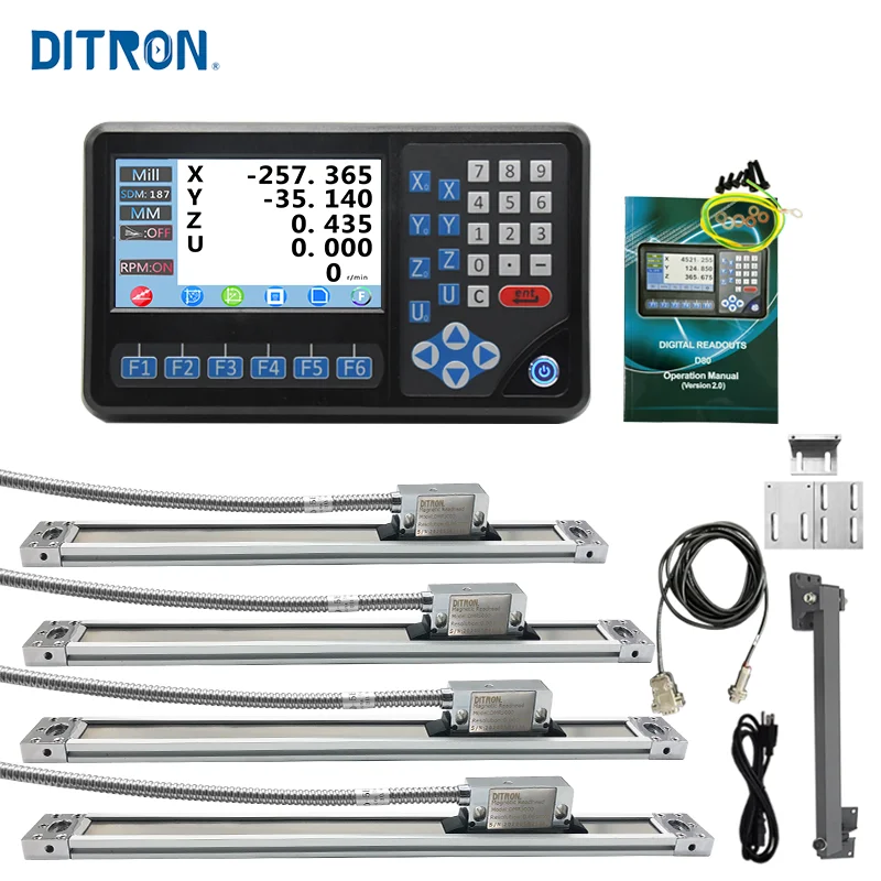Magnetic linear glass scale encoder with 2 axis  for lathe milling machine Ditron DRO 3 axis digital readouts