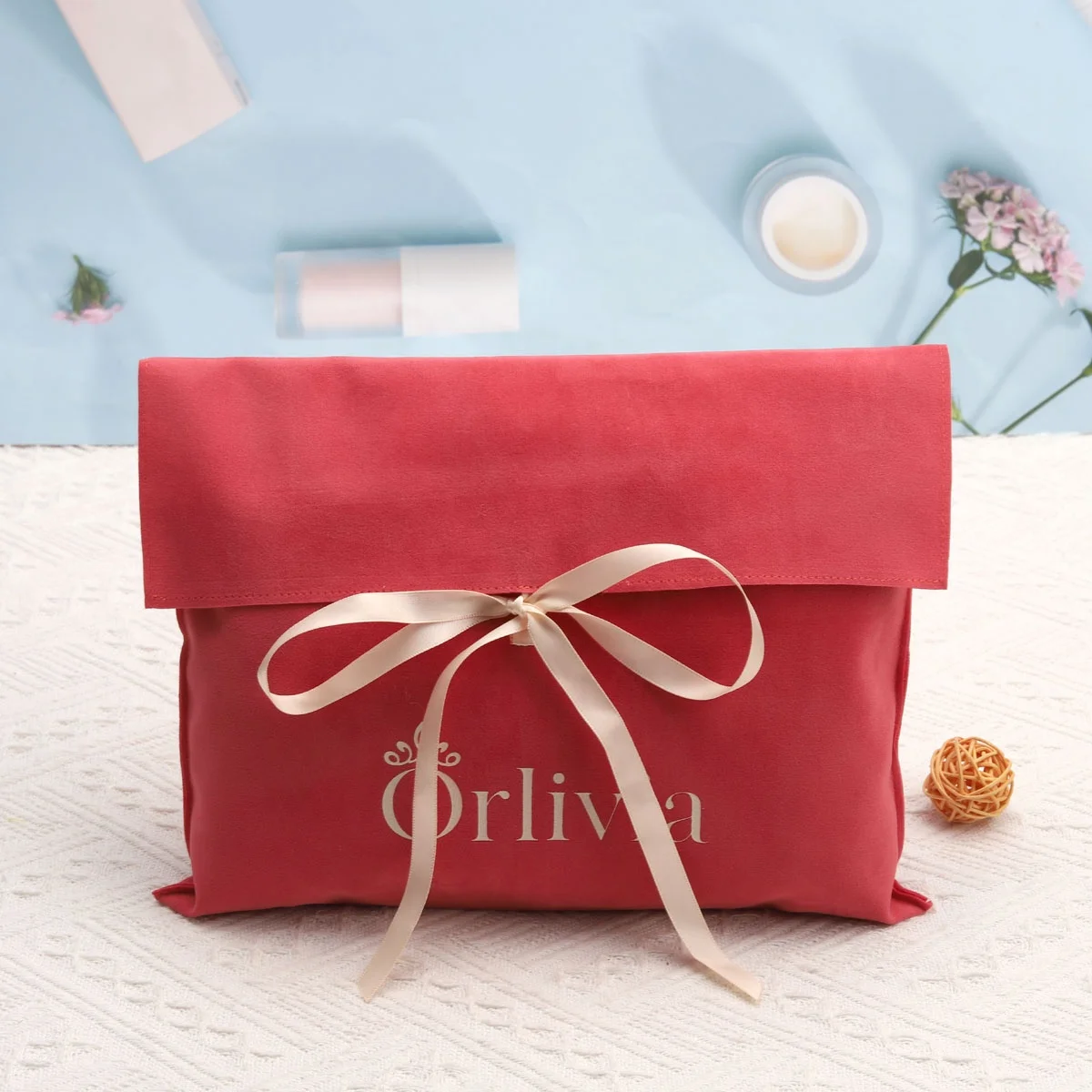 Custom Printed Logo Jewelry Packaging Faux Suede Bags Velvet Envelope Book Wallet Dust Pouch Microfiber Jewelry Gift Bag