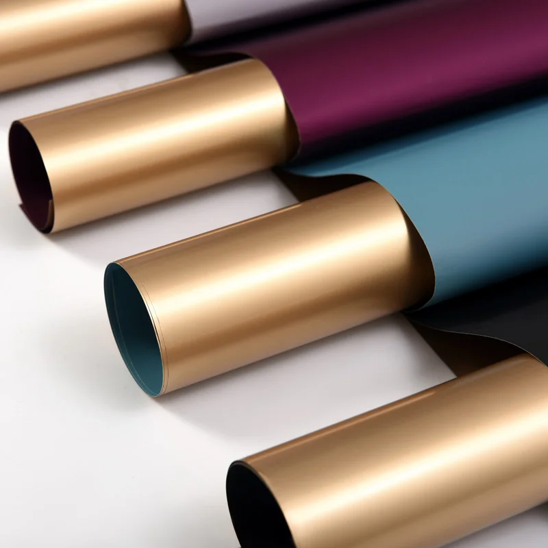 Waterproof Double sided two color gold wrapping paper bouquet flower packing paper