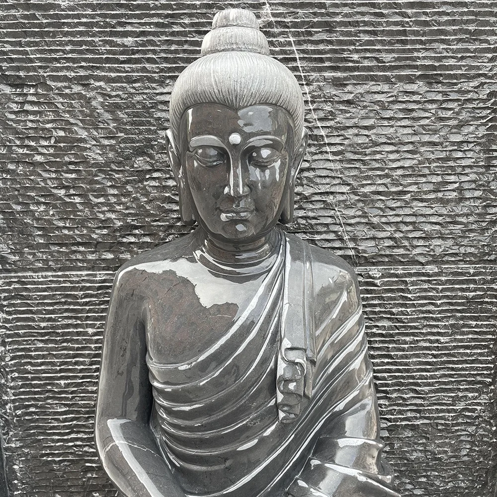 Религиозные сада или интерьера статуя Будды Фонтан со светодиодной ручной резные мраморные статуэтки в естественный водный фонтан SH-SHENGHUA