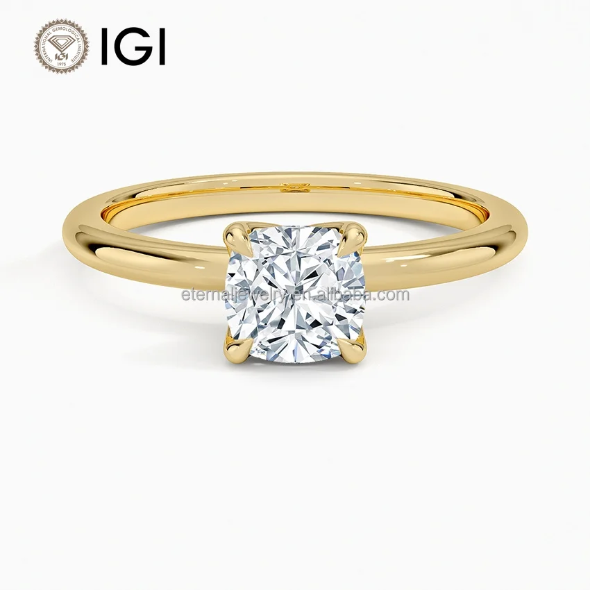 VVS/VS IGI Laboratory Grown Diamond 1.8mm Elodie  9K 10K 14K 18K Solid Gold 1ct 1.5ct 2ct elegant solitaire engagement ring