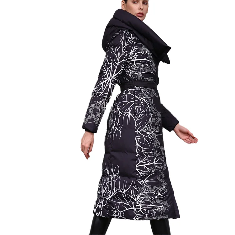 Explore now New Design Sense Printing Hand Embroidered Down Jacket Long starter jacket