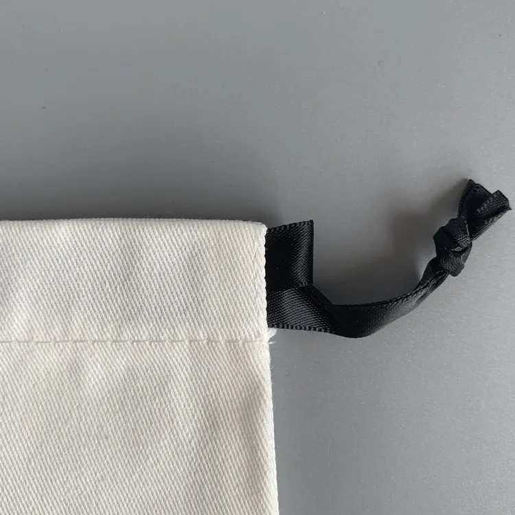 custom logo bleach white small gift dust storage packaging bag canvas jewelry pouch small canvas drawstring bag