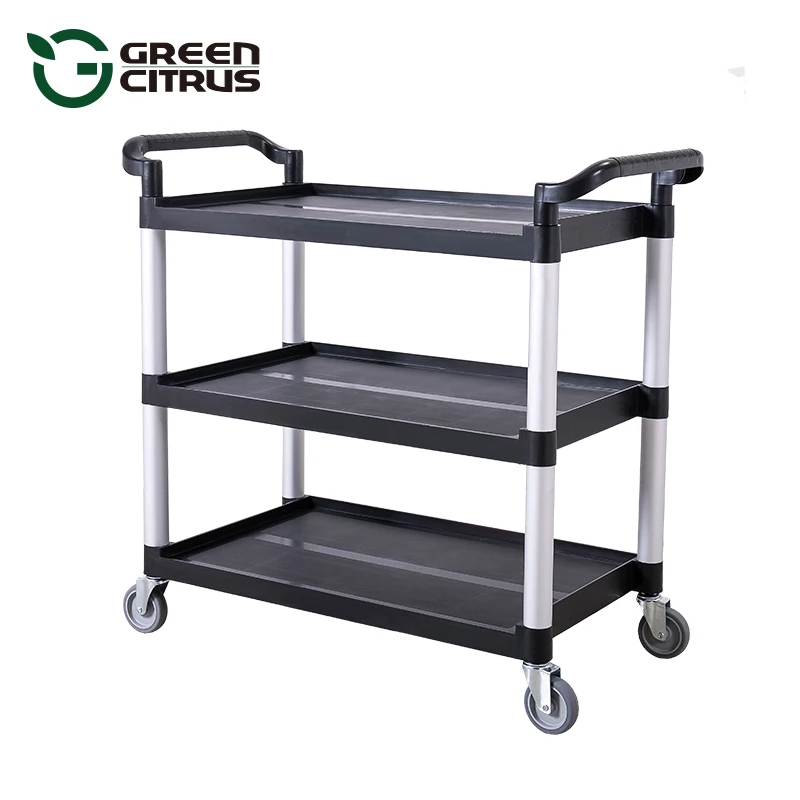 Hotel Restaurant Housekeeping Cleaning Platform Push Dish Food Service Carts Serving Plate Trolley Wholesale