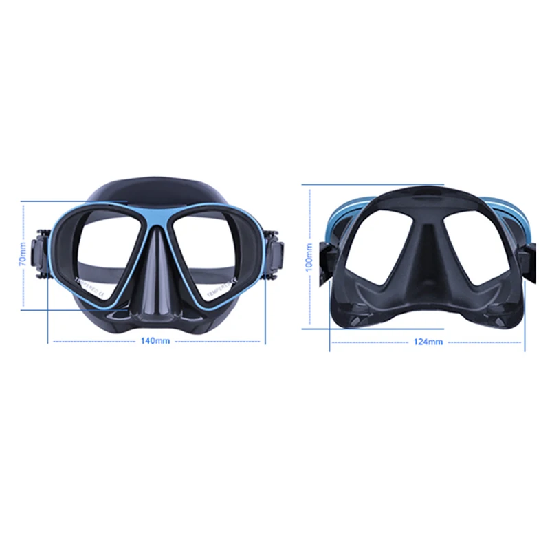 Aloma High Quality Diving Goggles Aluminium Alloy and Silicone Tempered Glass Lens Low Volume Freediving Mask