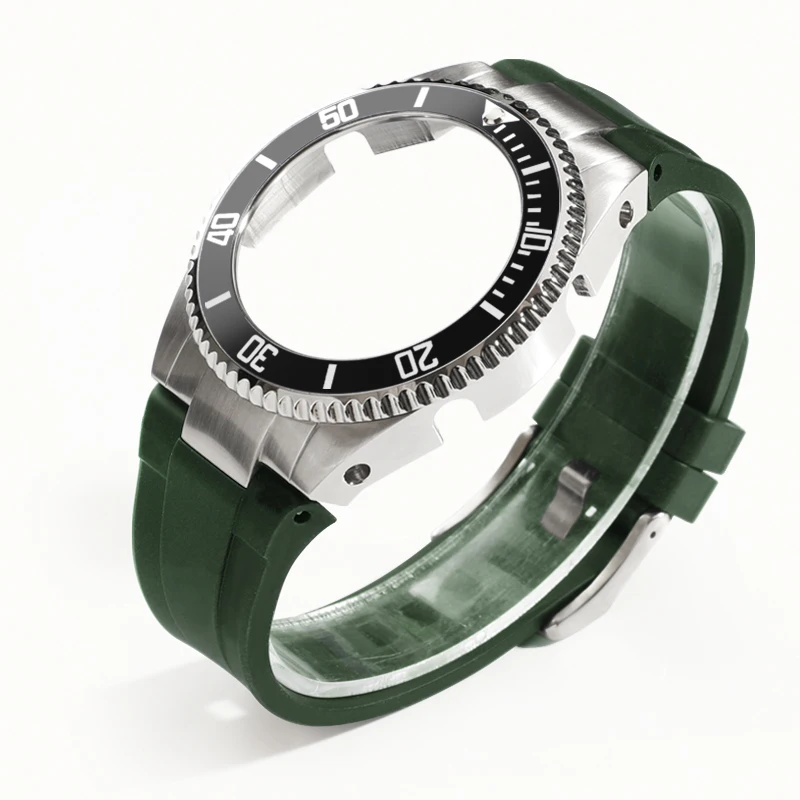 Drop shipping Stainless Steel Ro-lex metal case with silicone replacement band strap modification kit for Casio G Shoc-k GA-2100