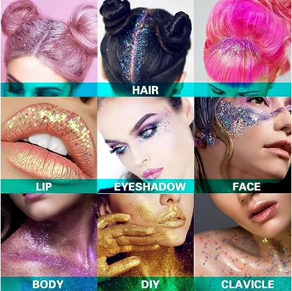 Hot sale OEM chameleon cosmetic nails face art sequins mixed clear glue  holographic chunky glitter