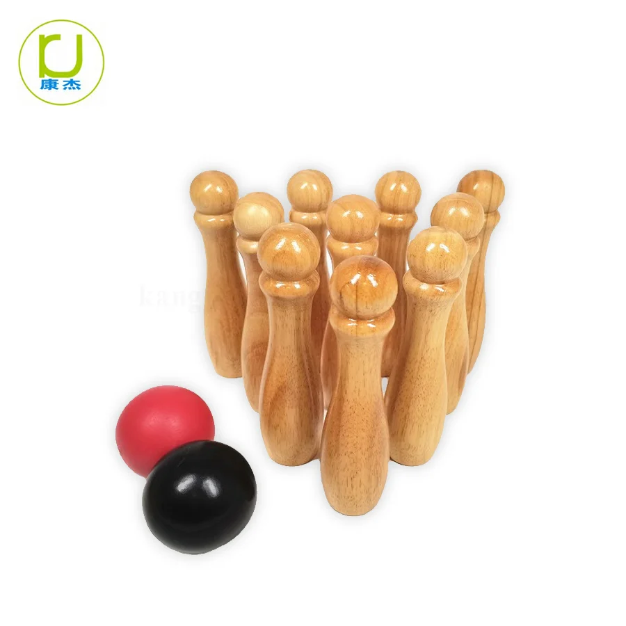 Classic Wood Skittle Game Bowling Set for Family and Kids