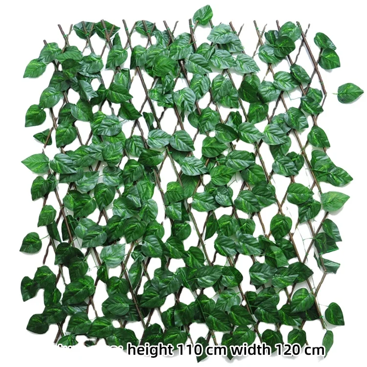 Expandable  Artificial  Green Leaf Fence Covering Hedge Artificial Grass Fence Wall Artificial