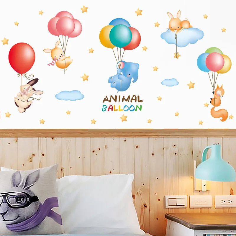 Animal balloon cartoon wall sticker children room bedroom living room kindergarten cartoon decoration wall sticker