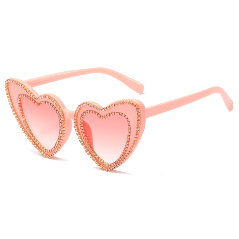 2421 Fashion women loving heart metal frame shades sunglasses