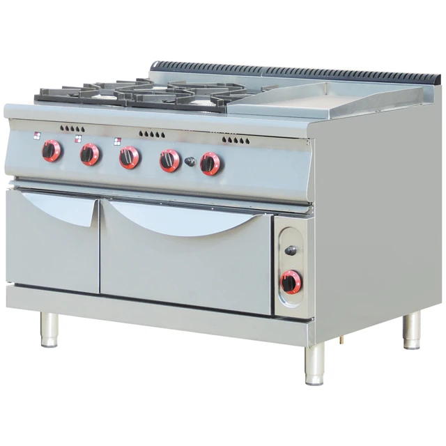Stainless Steel Industrial Gas Range With 6 Burners With Oven