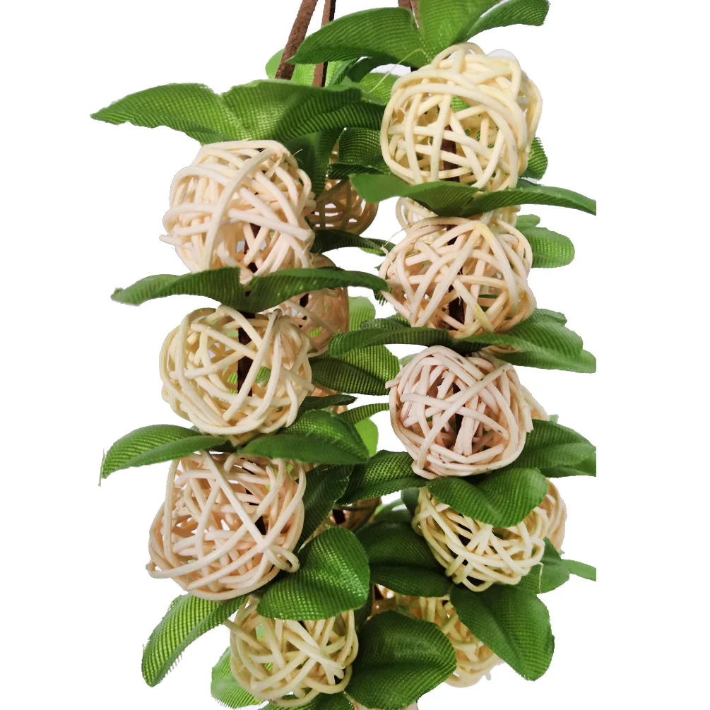 Bird Interactive Toy Natural Wood Rattan Hanging Parrot Toy