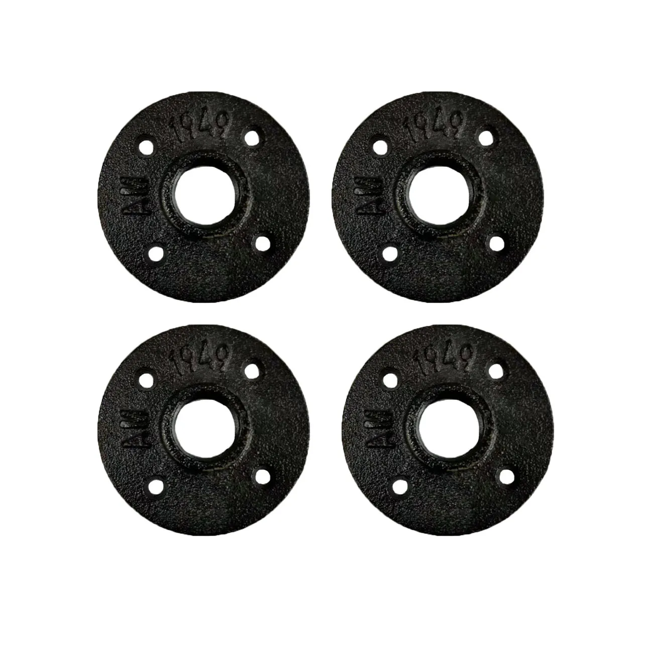 Фитинги для труб из ковкого железа для промышленного винтажного стиля, черные чугунные фитинги DN20 или 3/4 дюйма, 10 упаковок, напольный фланец с 4 отверстиями