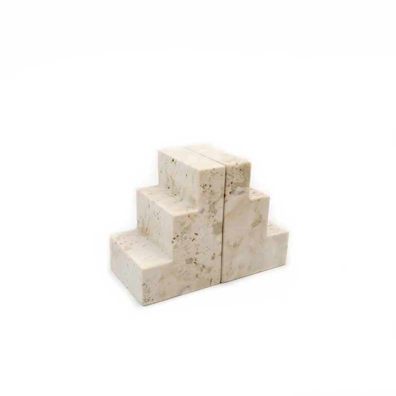 Wholesale Custom Solid Travertine Marble Bookends Home Office Decor