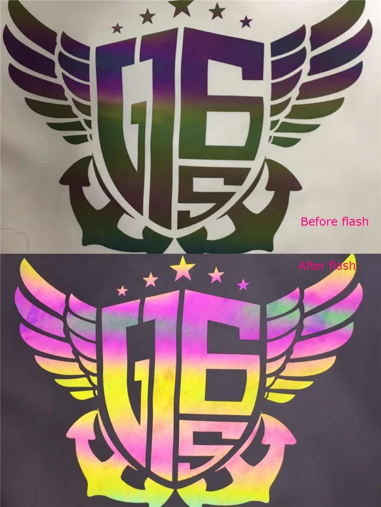 Custom Heat Transfer Rainbow Reflective Sticker for Clothing