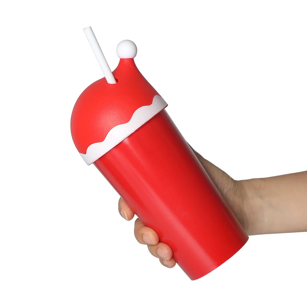 Reusable 20oz Christmas Santa Hat Acrylic Cup Christmas Gift Red Drink Plastic Cold Santa Hat Cup With Straw and lid