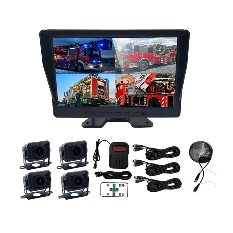Wemaer 10.1 Inch IPS 4 Channel LCD Screen Truck BSD Blind Spot 720P AHD Bus Truck Monitoring with BSD Sound and Light Alarm