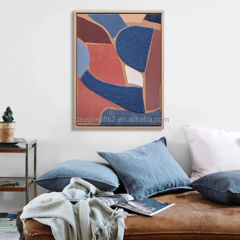 EAGLEGIFTS Custom Piece Modern Minimalist Home Decor Fabric Wall Art Embroidered Color Block 3D Tufted Wall Art Painting