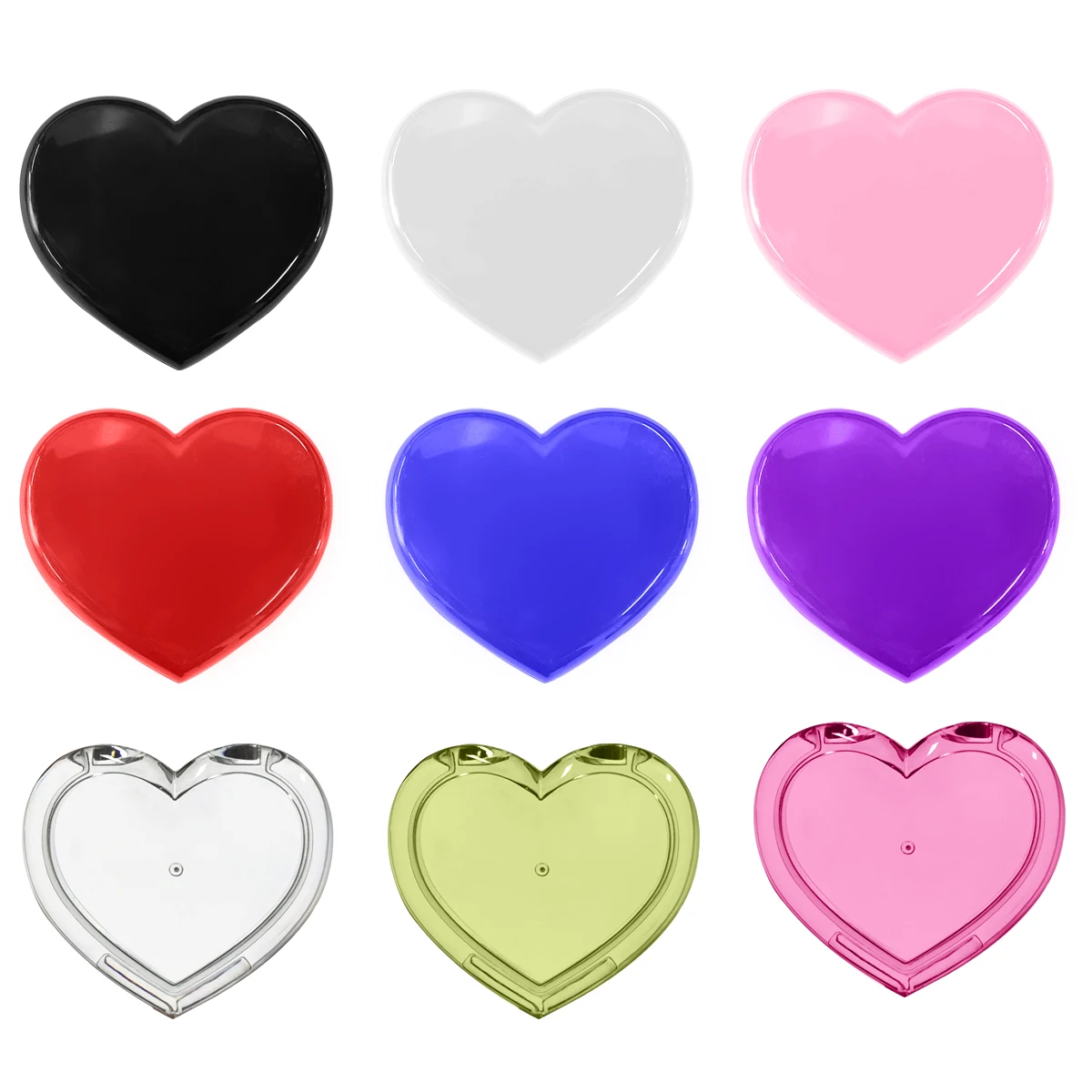 Custom empty blush face makeup powder case palette container pressed powder compact case heart container plastic