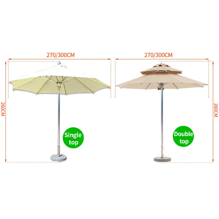 FEAMONT Leisure Style Garden Umbrella Single Top Middle Post with Colorful LED Lights for Coffee Shop Patio or Beach Use