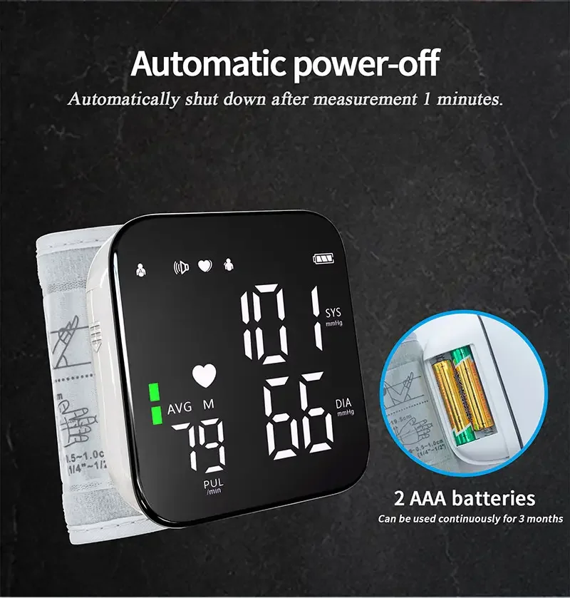 Factory wholesale digital wrist blood pressure monitors led rechargeable wrist blood pressure monitor