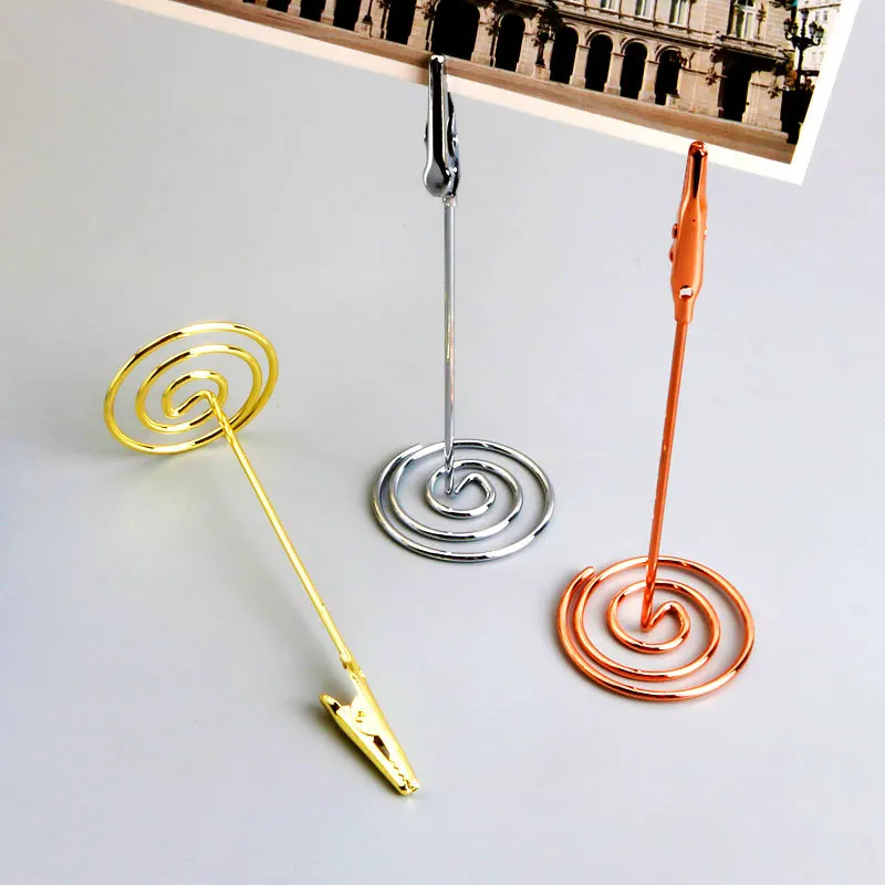 Multi Functional Memo Holder Long Tail Hollow out Folder Wedding Table Name Photo Card Holder with Round Base