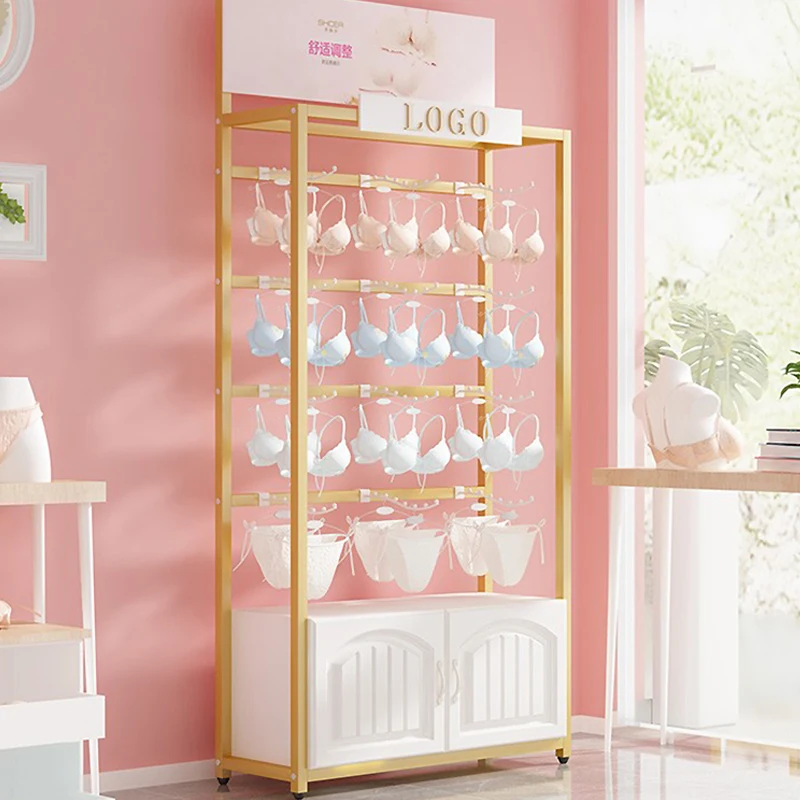 Bra underwear rack display cabinet gold clothing store shelf for hanging clothes Display Shelf Golden Display Rack Stack