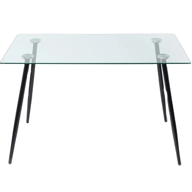 2021Top selling rectangular glass top dining tables with metal legs
