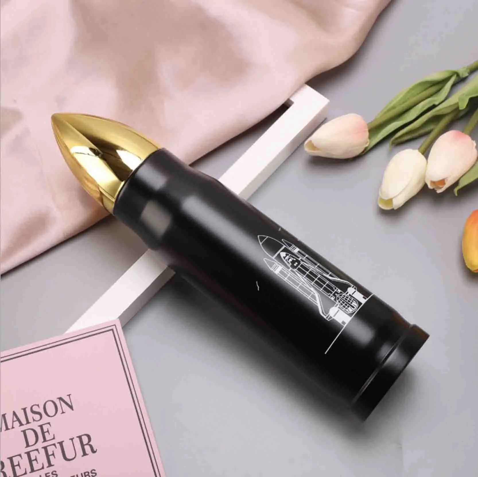 Creative hot sale 500ml rocket flask double wall water bottle stainless steel water bottle rocket