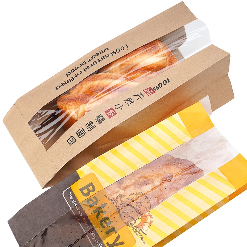 China Factory Manufacturer Customized Kraft Paper Bakery Bread Bag With Window
