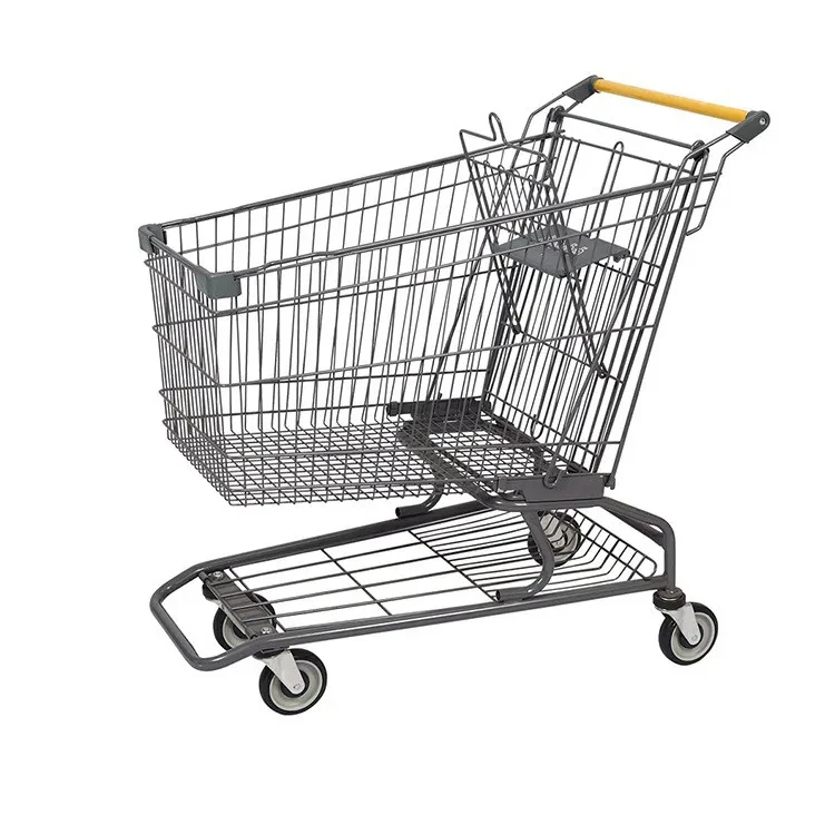 180L Metal Shopping Cart Trolley For Supermarkets Equipment Wholesale caster wheels American Style