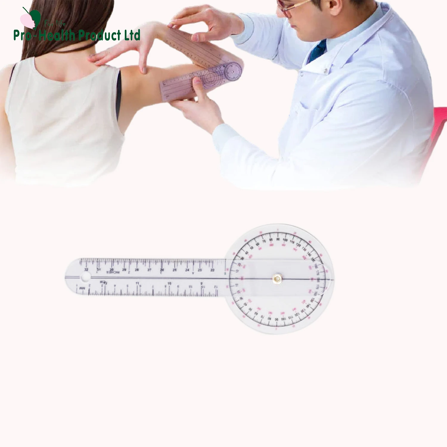 6 Pieces Goniometer Set Rulers with Spinal Goniometer, Finger Goniometer, 360 Degree Joint Range Motion Measure Instrument