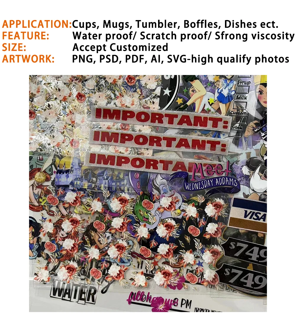 5000+ Designs catalog provided Ready To Ship 16oz UV DTF Wrap Cup Glasses Transfer Custom Design taylor super star sticker