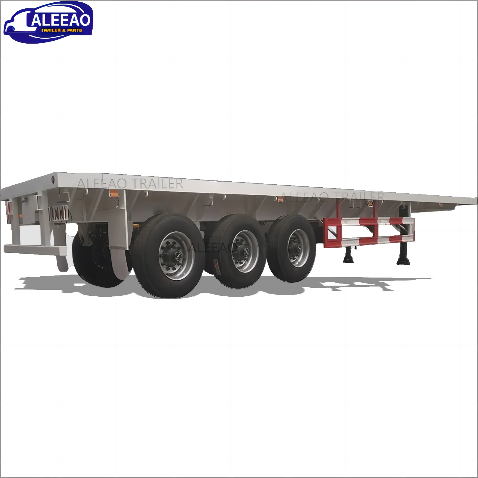ALEEAO high quality single tyre 40 feet 50ton 3  4 axle  flatbed trailer platform  customized flat bed semi trailer for sale