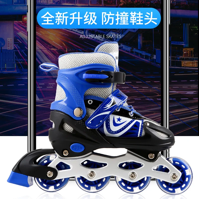hot Adjustable rollerskates roller inline scating skiting shoes patine quad flashing roller skates for kid