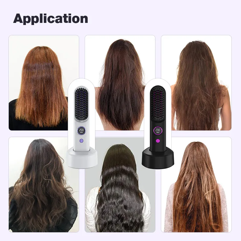Travel-Friendly Portable Wireless Electric Hair Brush Straightener Comb