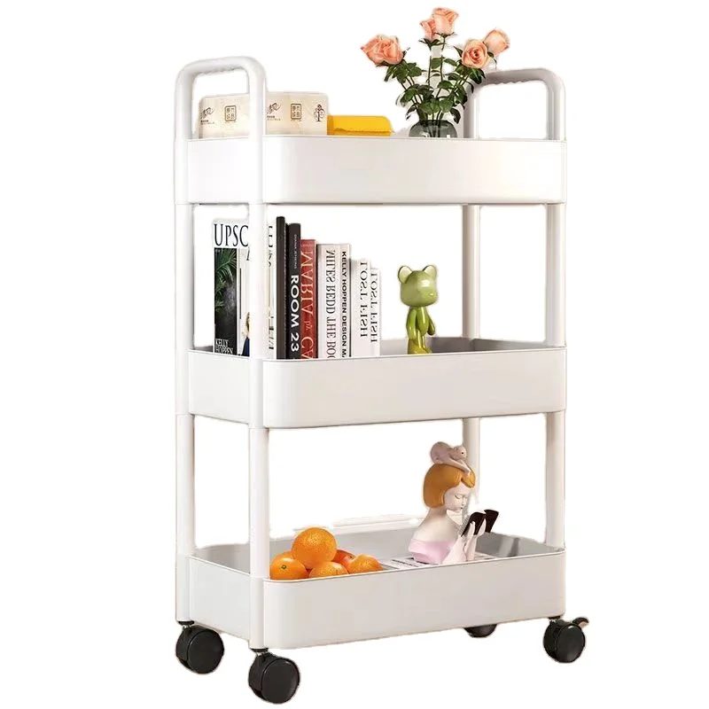 Mobile office plastic bookshelf kitchen plastic vegetable rack living room storage multifunctional plastic group device shelf