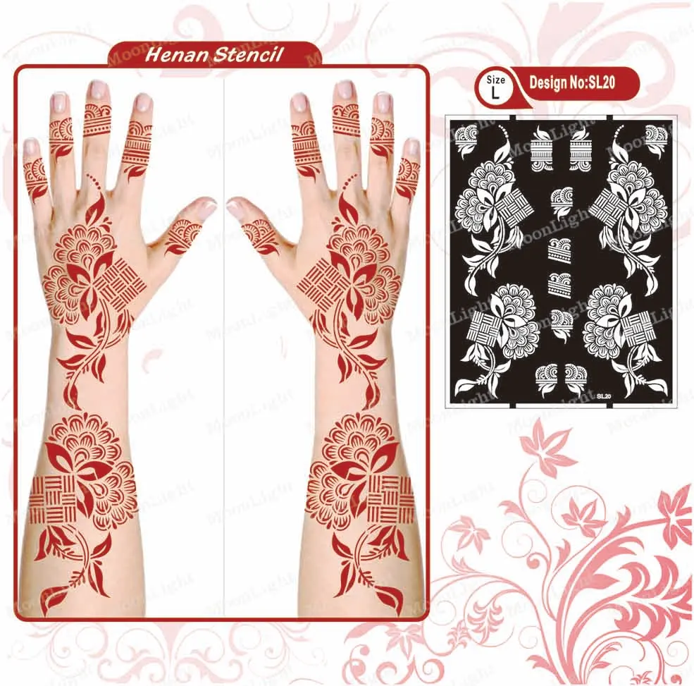 Large Size Temporary Tattoo Stencils Indian Arabian Henna Tattoo Stencils Glitter Airbrush Tattoo Stickers for Women   Girls