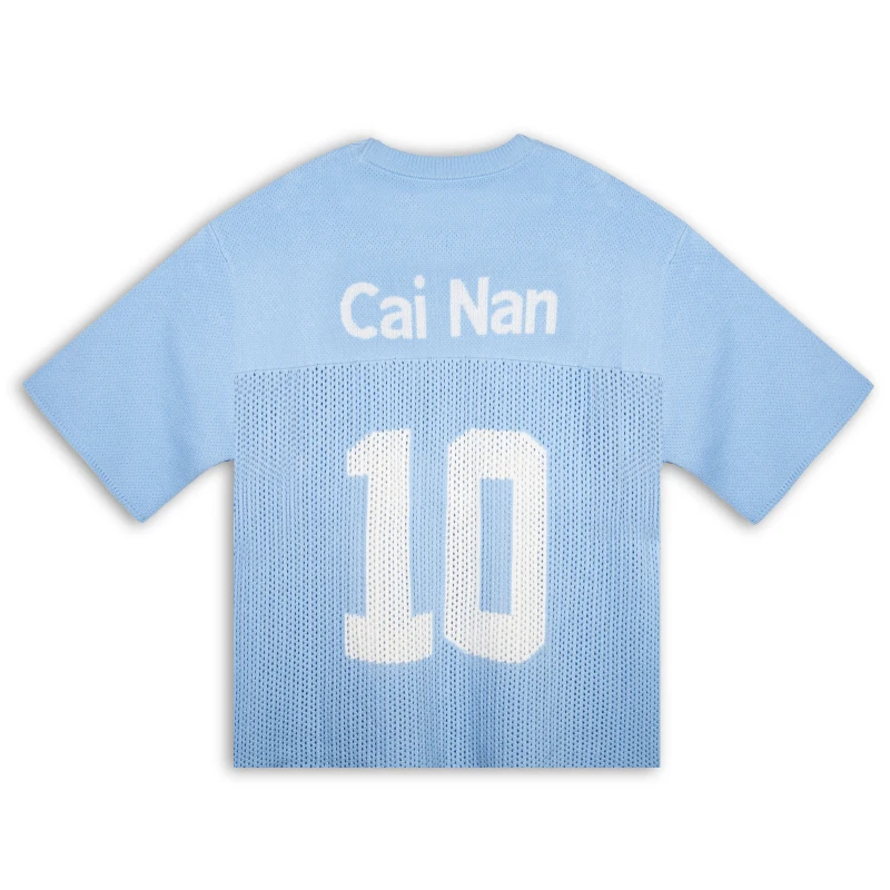 Custom Logo Men Crew Neck Sweater T Shirt Polyester Cotton Short Sleeve Mesh Crochet Sweater Shirts Knitted Jersey Men