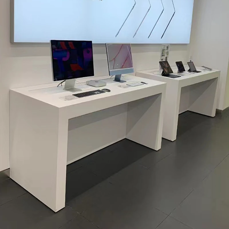 Factory made smart phone store computer display table wooden cell phone laptop display desk show cabinet