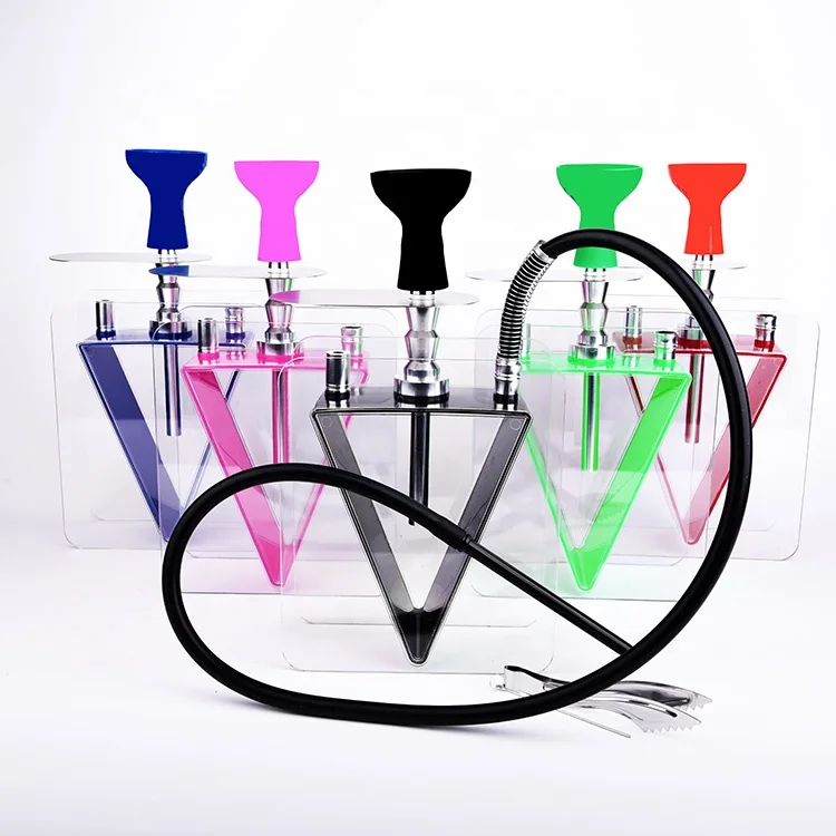 wholesale acrylic triangle shape hookah transparent plastic portable shisha