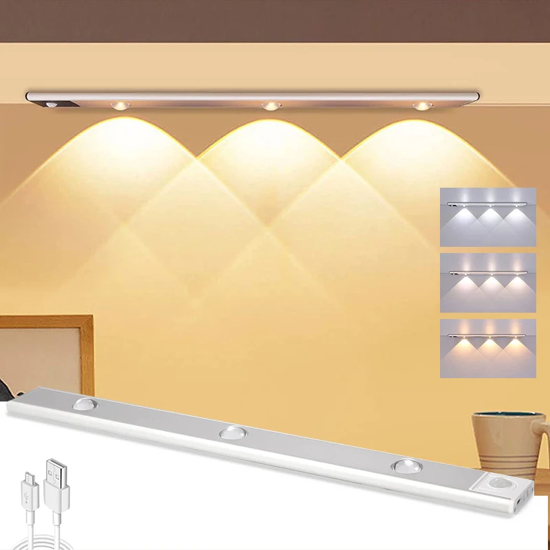 Wholesale USB Rechargeable Pir Sensor Night Light Wireless Magnetic Kitchen Under Closet Motion Sensor Under Cabinet LED Light