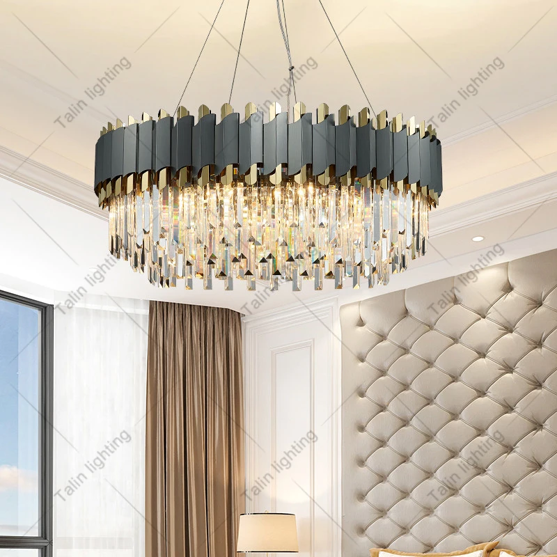 Chandelier Lighting Round Golden Decorative Vintage Luxury Lamp Modern Hanging Light Luxury Crystal Chandelier For Living Room